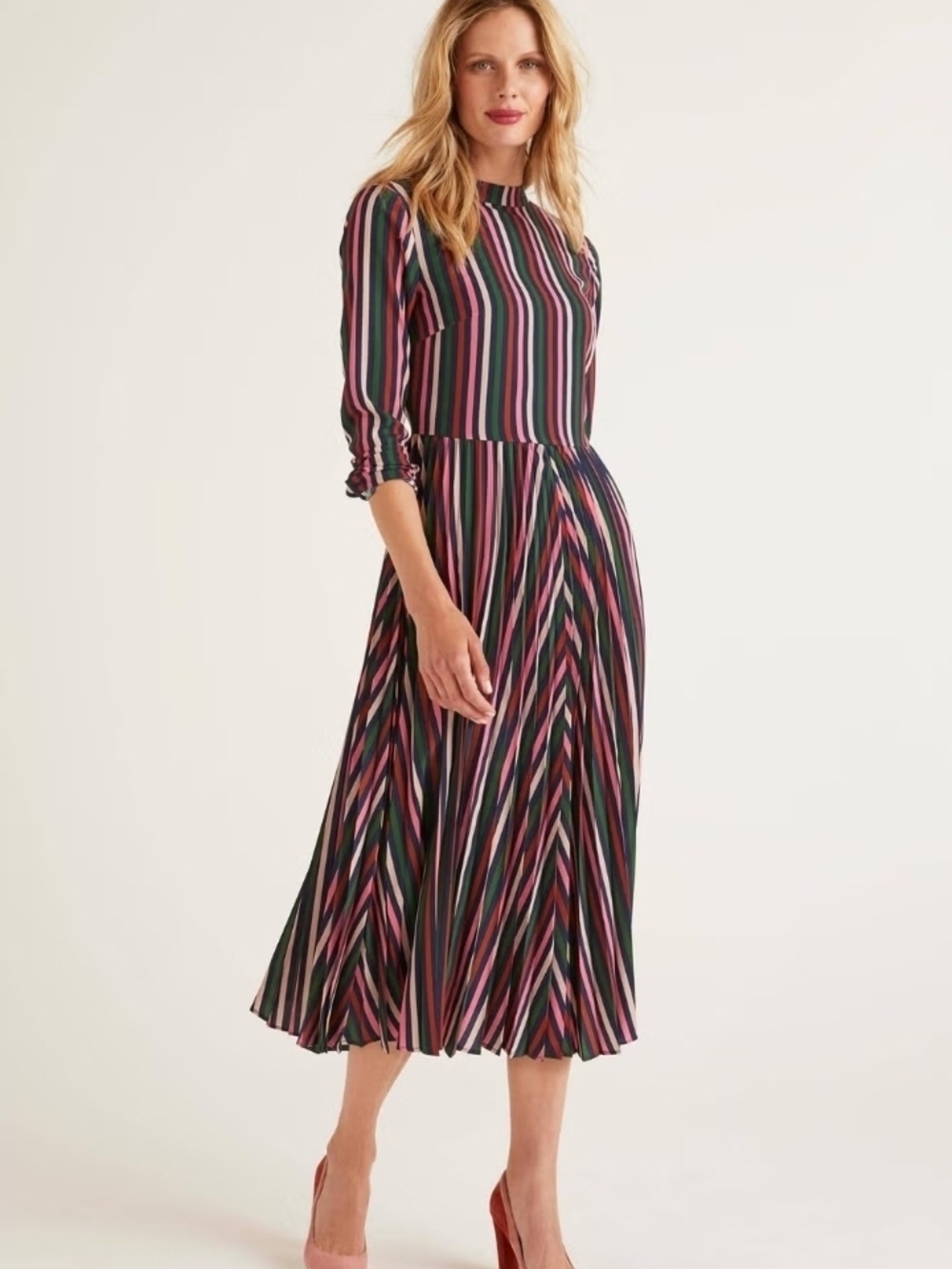 Boden Multicolor Vertical Stripe Midi Dress like new